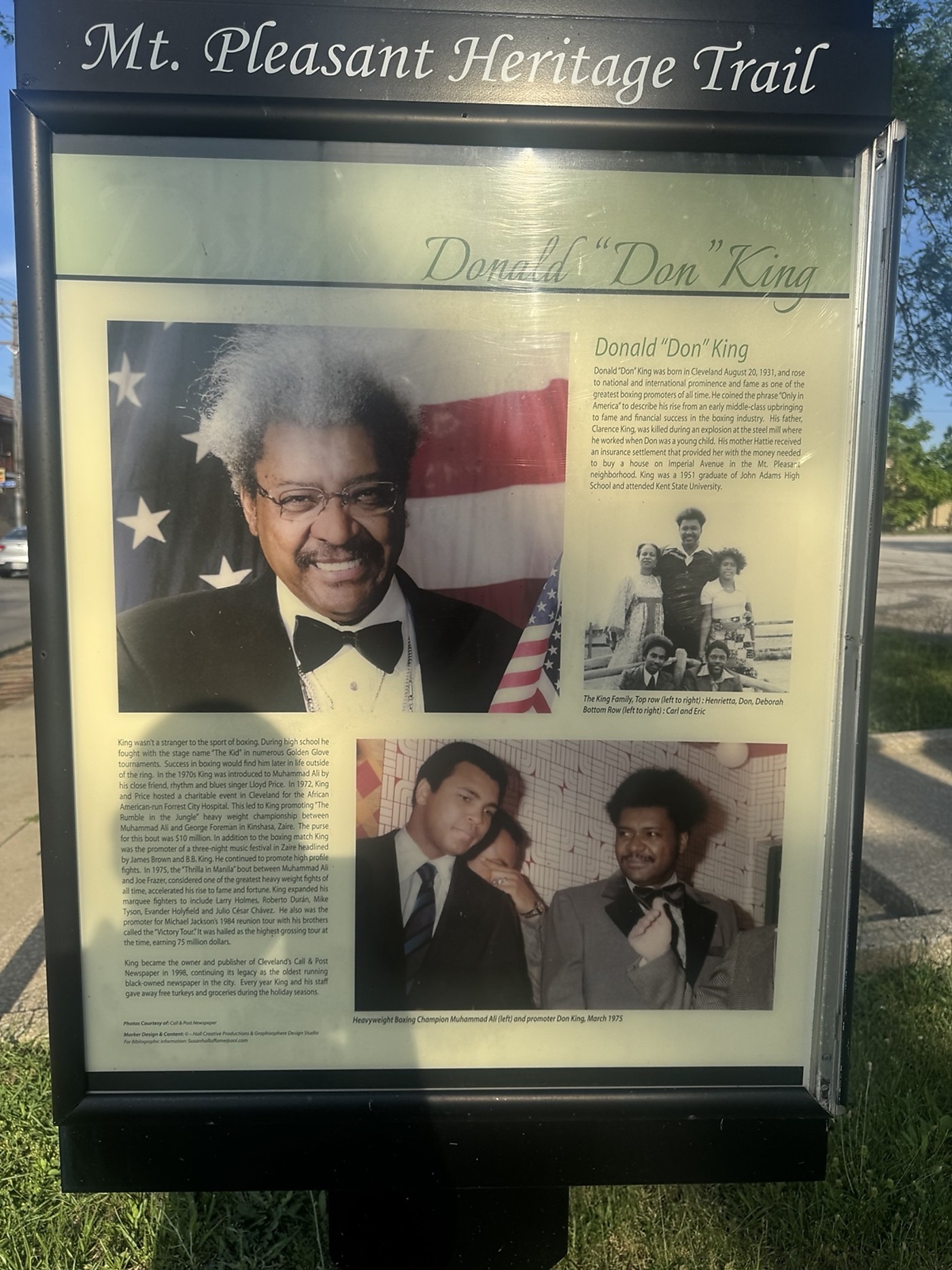 Mt. Pleasant Heritage Trail display about Don King